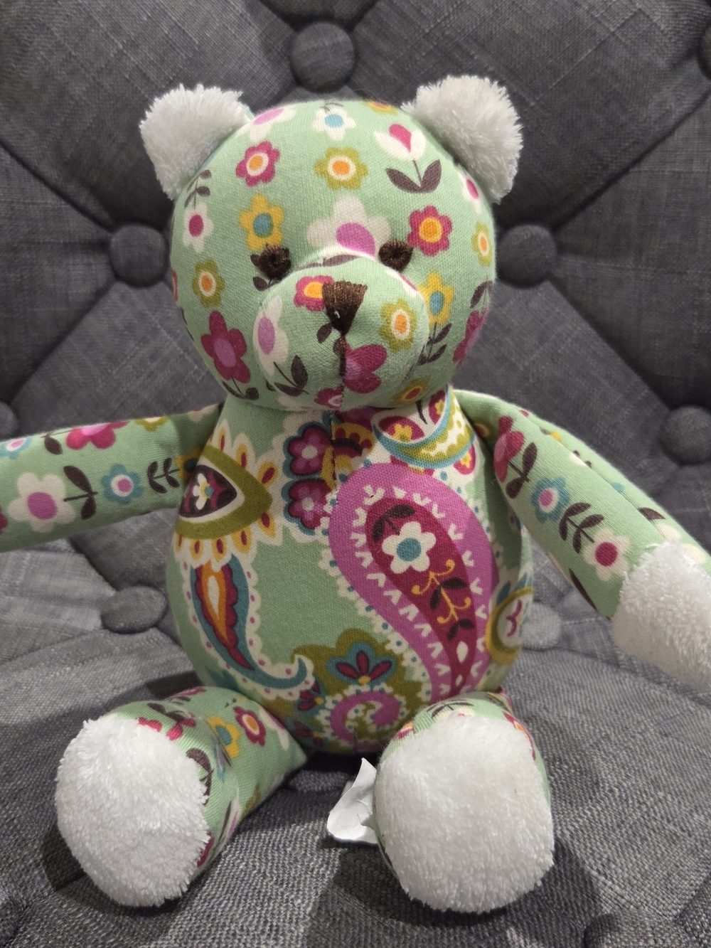 Vera Bradley Mint Floral Paisley Plush Bear Accent